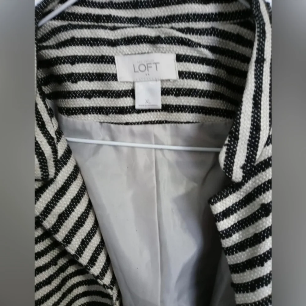 Loft Outlet Blazer Jacket Military Academia Mandarin Collar Stripes Size XL - Picture 3 of 9